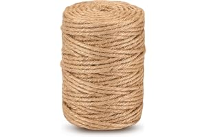 Naturligt jutekord, 4 mm x 60 meter, naturligt sisal hampa, tjockt hållbart snöre, trädgårdssnöre, förpackningssnöre, hantverkssnöre för DIY-hantverk, bindning, konsthantverk, förpackningsmaterial
