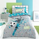 Bedding Bedlam Football Reversible Duvet Cover 2 Designs 200 x 140 cm Aqua Blue Bedroom Accessories