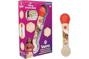 Lexibook, Vaiana, Microphone Lumineux pour Enfant, Jeu Musical, Haut-Parleur intégré, Effets Lumineux, mélodies de démonstration, Beige/Rouge, MIC80VN