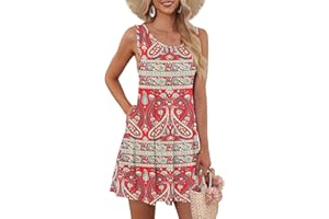 AUSELILY Abito Casual Allentato a Maniche Lunghe con Scollo Tondo da Donna con Tasche