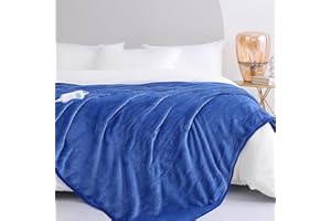 CORIWELL Wärmedecke Heizdecke mit Abschaltautomatik - 180 × 200 cm Flanell Elektrische Wärmedecken, 10 Heizstufen,10 Studen Timer - Waschbar Kuscheldecke fürs Bett mit Überhitzungsschutz - Blau