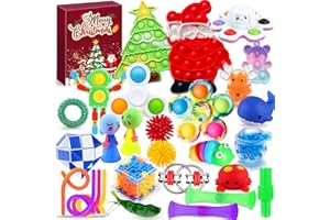 Edmirfun Calendrier De L'Avent 2024,Calendrier Avent Fidget Toys,avec 24 Surprises de Jouets Sensoriels,Jouet Anti-Stress Enfant,Compte À Rebours de Noël,Cadeau Noel pour Enfants, Garçons,Filles,Ado