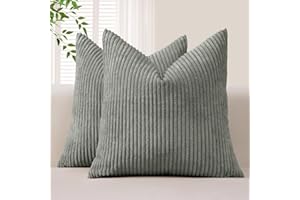 Sungeek 2er Set Kordsamt Kissenbezüge, Dekorativ Zierkissenbezüge Weich Cord Kissenbezug Dekokissen Sofakissen Couchkissen Deko Bezug Kissenhülle für Schlafzimmer Wohnzimmer (45x45cm, Dunkelgrau)