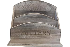HOME-EVER Wooden Letter Holder Mail Post Rack (Whitewash) HE72