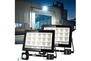NATPOW 30W Faretto LED da Esterno con Sensore di Movimento, 3300LM 60 LEDs 6000K Faretto LED Esterno, IP65 Impermeabile Lampada con Sensore di Movimento per Garage Giardino Cortile, 2 Pezzi