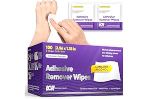 Livaclean Health Adhesive Remover Wipes for Skin 100 CT – Medical Adhesive Remover for Tape, Plaster & Sticky Residue – Individually Wrapped, Non-Greasy 2-Ply 2.56x1.18in (6.5x3cm) Skin Wipes
