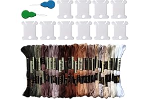 JSJSYO 30 Pieces Embroidery Thread Gradient Embroidery Floss Friendship Bracelets Floss String for Cross Stitch Project (Brown)