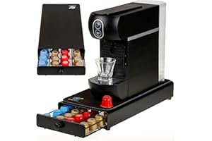 SHIVPIIN Cassetto porta capsule caffe - con tappetino antiscivolo - 23cm x 5cm x 30cm- 40 capsule, Nero