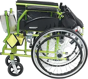 KHL Easy To Carry Light Weight Flip-Up Leg Rest Wheelchair (Green)