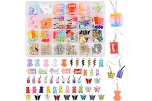 Victse Charms Anhänger Set, Schmuck Selber Machen Set für Halskette, Charms Schmetterling Bubble Tea Anhänger Schlüsselanhänger Gummibärchen Ohrringe DIY Geschenk Coole Sachen für Mädchen