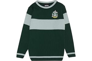 Popgear Harry Potter Slytherin Quidditch-Jersey de Punto para Niños, Color Verde Y Gris Jaspeado suéteres