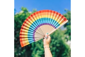 Fisura - Oryginalny wachlarz ręczny z motywem tęczy. Nowoczesny i zabawny, kolor tęczy, składany.