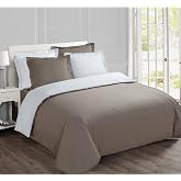 Vision Reversible Bed Set 100% Cotton &ndash; Beige White &ndash; Kingsize Bed (260 x 240 cm) &ndash; Includes Duvet Cover and 2 Pillowcases (6