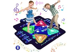 BuzzoXerex Tapis de Danse Enfant Électronique, Grande Tapis Fille Avec 4 Flèches de Lumière LED, Bluetooth, 5 Modes, Cadeaux Pour Enfants de 3 à 12 Ans (101.5x89.5cm)