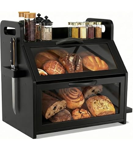 Brotkasten aus Bambus  2-stckige Brotbox mit Schneidebrett & Schublade,  Belftung, Messerhalter, Magnetverschluss & rutschfestem Boden  Platz fr  Butterdose & Gewrze, groer Brotkasten mit Deckel : Amazon.de: Kche,  Haushalt & Wohnen