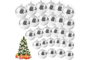 NUANGOO 28 Stück Disco Spiegel Ball, Hängekugel Spiegelkugel,Discokugeln, Discokugeln Dekoration,für Weihnachtsbaum, Nachtclub Bar Dekoration, Hochzeitskulisse, Heimdekoration (2/3/4/5cm)