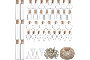 XNSHUN 50 Pièces De Bocaux En Verre Avec Bouchons En Liège, Mini Bouteilles Kit Petite Bouteille En Verre Avec Bouchon En Liège, Entonnoir, Corde, Petite Fiole En Verre Kit Pour Les Mariages, Fête (Style A)