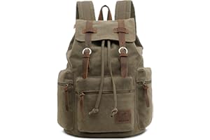VARLIVOO Retro Hombre Mochila Estudiante Mochila 15,6" Portátil Universitaria Mochila de Hombre Viajar Colegio Cámping Lona