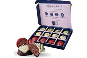 Patisserie Valerie Luxury Christmas Cake Bites Gift Box – Handmade Festive Chocolate Cake Selection – Christmas Pudding, Red Velvet & Pistachio-Inspired Bites – 12 Pack
