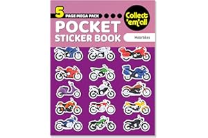 LDS LANDLORD DIRECT SUPPLIES Pocket Sticker Book (5 Pages) - 64 MEGA Packs to Collect Coloured Stickers for Kids - Motorbikes