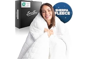 Samthus Gewichtsdecke 135x200cm 6kg Sherpa Fleece - Oeko-Tex Zertifiziert - Therapiedecke & Entspannungsdecke - Besser schlafen mit unserer schweren Bettdecke - Weighted Blanket - Weiß