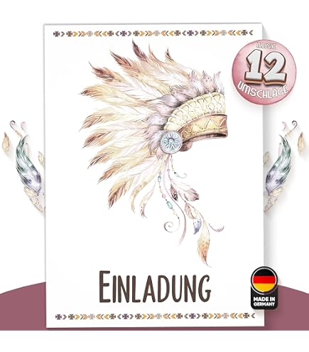 4-tlg. Indianer-Stirnbänder Mit Federn – Für Kindergeburtstag, Karneval, Motto-Party (flexibel, Bunte Muster, Rot/gelb/grün)