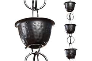 Monarch Rain Chains 18106 Chaîne de Pluie en Aluminium martelé pour gouttières, Longueur 2,6 m, Noir
