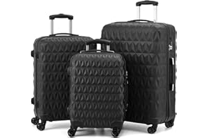 RMW Suitcase Set | Hard Shell | Lightweight | with Combination Lock | 4 Dual Spinner Wheels | Travel Bag | Luggage Sets 3 Piece Full Set 20/24/28" (Black)