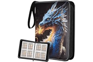 BJBJJIU Album kolekcjonerski, na karty kolekcjonerskie, teczka kolekcjonerska, zeszyt, kompatybilny z kartami śledzącymi, kartami baseballowymi, kartami do gry, 400 kart z wyjmowanymi etui (smok)