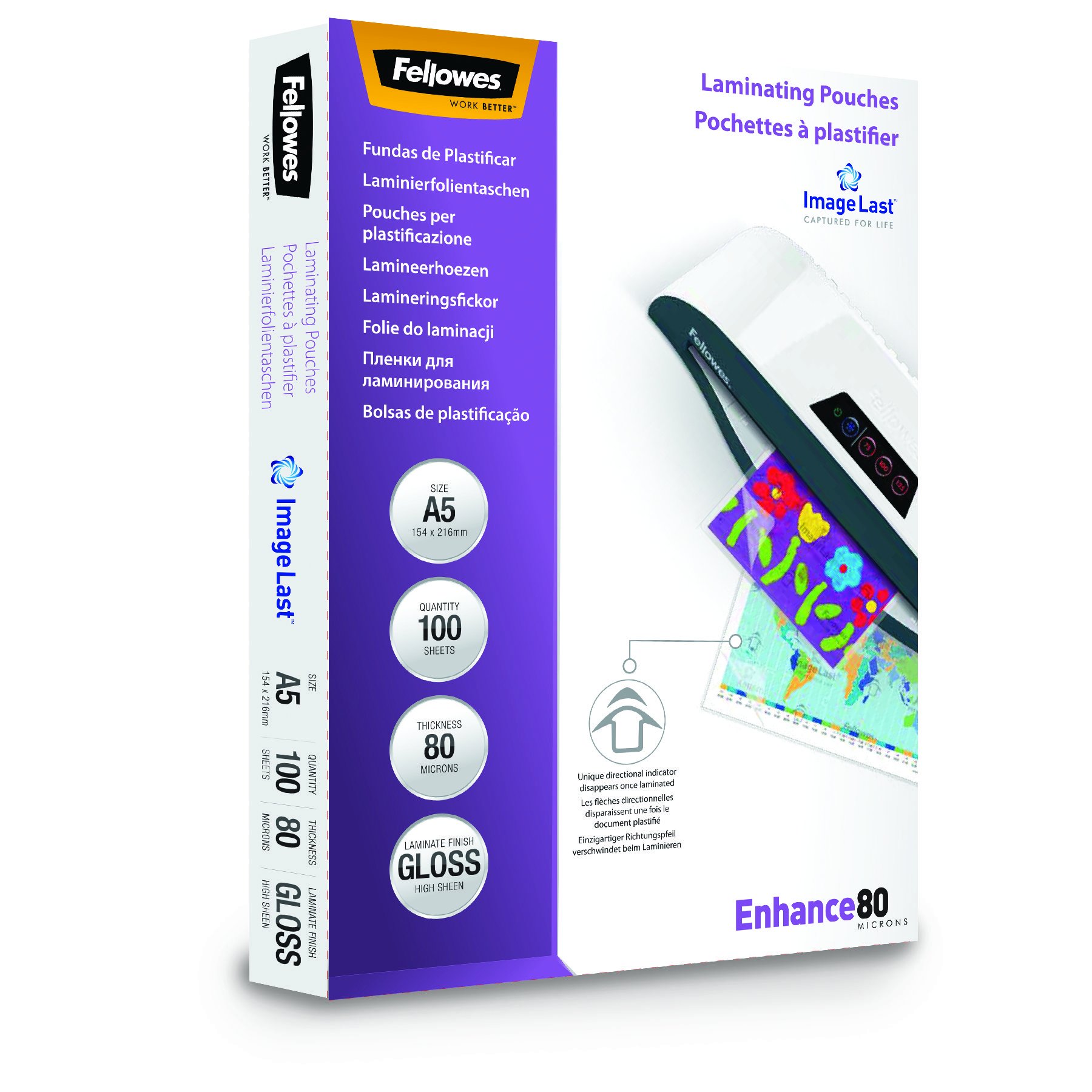 Fellowes Enhance A5 80 Micron Laminating Pouches (Pack of 100) eBay
