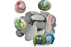 SINRAD 40 piezas de piedras planas para pintar, de 1 a 3 cm, para pintar guijarros, rocas para pintar, rocas naturales de dibujo, para decorar acuarios y jardines