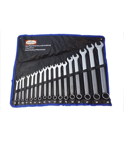 Lot De 12 Clés Mixtes Extra-longues Blue Spot – Chrome Vanadium – Taille 6 à 22 Mm – Portefeuille Pratique Pour Rangement