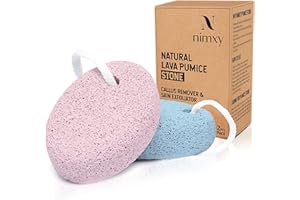 N NIMXY NIMXY Pumice Stone for Feet and Hands 2 Pcs – Feet Hard Skin Remover – Foot Scrubber for Dead Skin Removal – Natural Foot File and Callus Remover for Skin Exfoliation (Pink & Blue)