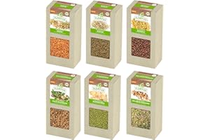 FLORTUS FREUDE AN VIELFALT FLORTUS – BIO "Lieblings"-Sprossen Samen Mischung 6x200g – Keimsprossen Set zur Anzucht für Keimglas, Garten, Balkon – Sprossenmischung Saatgut in höchster Bioqualität (Kresse, Alfalfa, Brokkoli usw.)