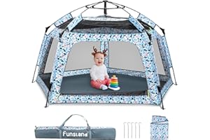 Funsland Kids Pop-up Play Tents - Playpen for Baby and Toddlers Boys Girls Tent Playhouse Indoor & Outdoor, Automatic Tent Gifts for 1 2 3 4 5 6 Years, Bule