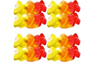 Qunclay Künstliche Seiden-Bambus-Fächer, Schleier, langer Bauchtanz, Seidenfächer, bunt, tanzender Stofffächer, Farbverlauf, Anbetungsflaggen für Tanztänzer, Frauen, Tanzen, Show, gelb, 4 Paar)