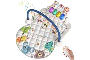 TUMAMA Babylekmatta, krypfilt med musik och lampor, lekmatta för baby med lekbåge, aktivitetsmatta för baby, kick och lekmatt