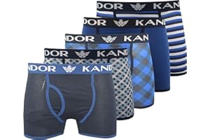 Kandor mens boxers – boxer shorts for men multipack of 5 comfortable stretch cotton men’s underwear trunks, colourful & black underpants, multi pack man briefs