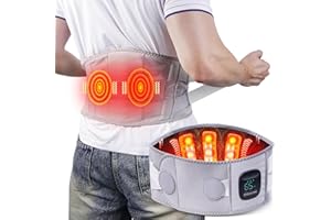 Clemas Coussin Chauffant Sans Fil avec Massager, Chauffe-Dos Portable, Massager Lombaire avec 3 Niveaux de Chauffage, Ceinture Chauffante