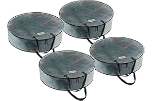 VENO 4 Pack Front Door Wreath Storage Container For Summer - 24 Inch Clear Wreath Bag, Christmas Garland Decoration Organizers with Zipper and Durable Handles (Clear, 24"-4 Pack)