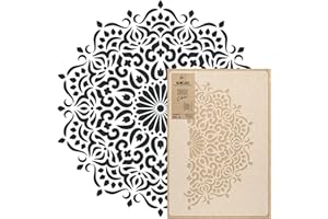 NAKLEO Plantilla Reutilizable Plástico Pared - diámetro 59 cm - Geométrico Floral Mandala 3 - Grande Papel pintado Patrón Pintura DIY Bricolaje Artesanía - Tela Muebles Madera Lienzo