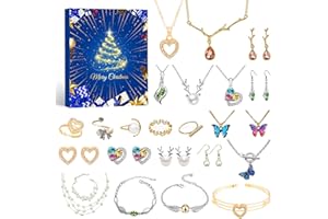 WVWMYM Adventskalender 2024 Frauen, Adventskalender Schmuck, Weihnachtskalender Frauen mit 24 Überraschungen Armband Halskette Ring Ohrringe, Weihnachten Geschenk Damen Schmuck Set für Mädchen