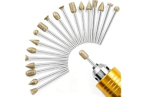 shengbenhao 20 st diamantslipning burr bit set för stensnideri | 60 korn, 10 blandade former, 0,3 cm skaft kompatibel med Dremel roterande verktyg, keramisk slipning, agat och glaspolering