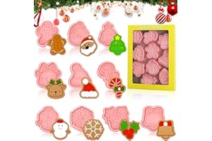 ZOFORY 10 sztuk świątecznych foremek do ciastek, zestaw świątecznych foremek 3D, świąteczna foremka do ciastek DIY, różowa świąteczna foremka do ciastek, świąteczna foremka do ciastek, foremka do czekolady