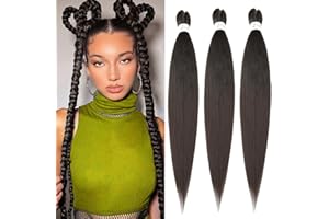 YDDM Easy Braid Pre stretched Braiding Hair Braiding Hair Extensions 26 Inch 3Packs Yaki Textured Crochet Synthetic Hair Hot Water Setting Crochet Extensions (26 Inch, 4#)