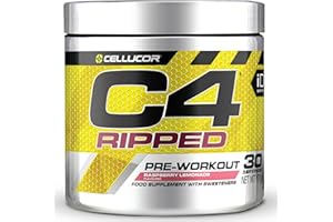 CELLUCOR Poudre pré-entraînement C4 Ripped - Limonade à la framboise | Boisson énergisante pré-entraînement | 150 mg de caféine + bêta-alanine + extrait de grain de café vert | 30 portions