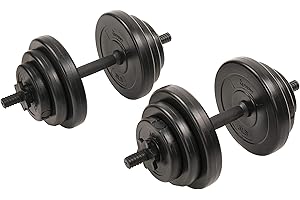 Sunny Health and Fitness Sunny Health & Fitness 18 KG, Vinyl Dumbbell Set Mancuernas, Unisex, Negro, Talla única