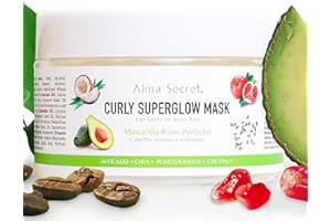 Alma Secret | Curly Superglow Mask – Mascarilla Antiedad para Pelo Rizado u Ondulado – 9 Aceites Vegetales y Proteínas – Método Curly – Nutre, Repara, Define y Controla el Frizz – 250ml