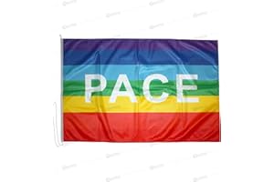 DOMINA PUBBLICITÀ Bandiera della Pace 150x100 cm in Tessuto Nautico Antivento 115g/m², Lavabile, Con Cordino, Cucitura Perimetrale e Fettuccia di Rinforzo