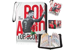 ENAIAH Album kolekcjonerski z kartami piłkarskimi, 50 stron, 400 kart piłkarskich, segregatory, karty kolekcjonerskie, wysokiej jakości wodoszczelny PU skóra, zeszyt kolekcjonerski, prezent (A)